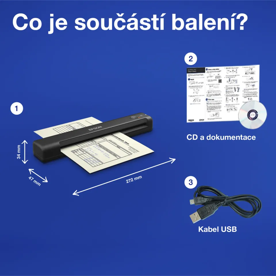 EPSON skener WorkForce ES-50 - A4/600x600dpi/USB/mobilní