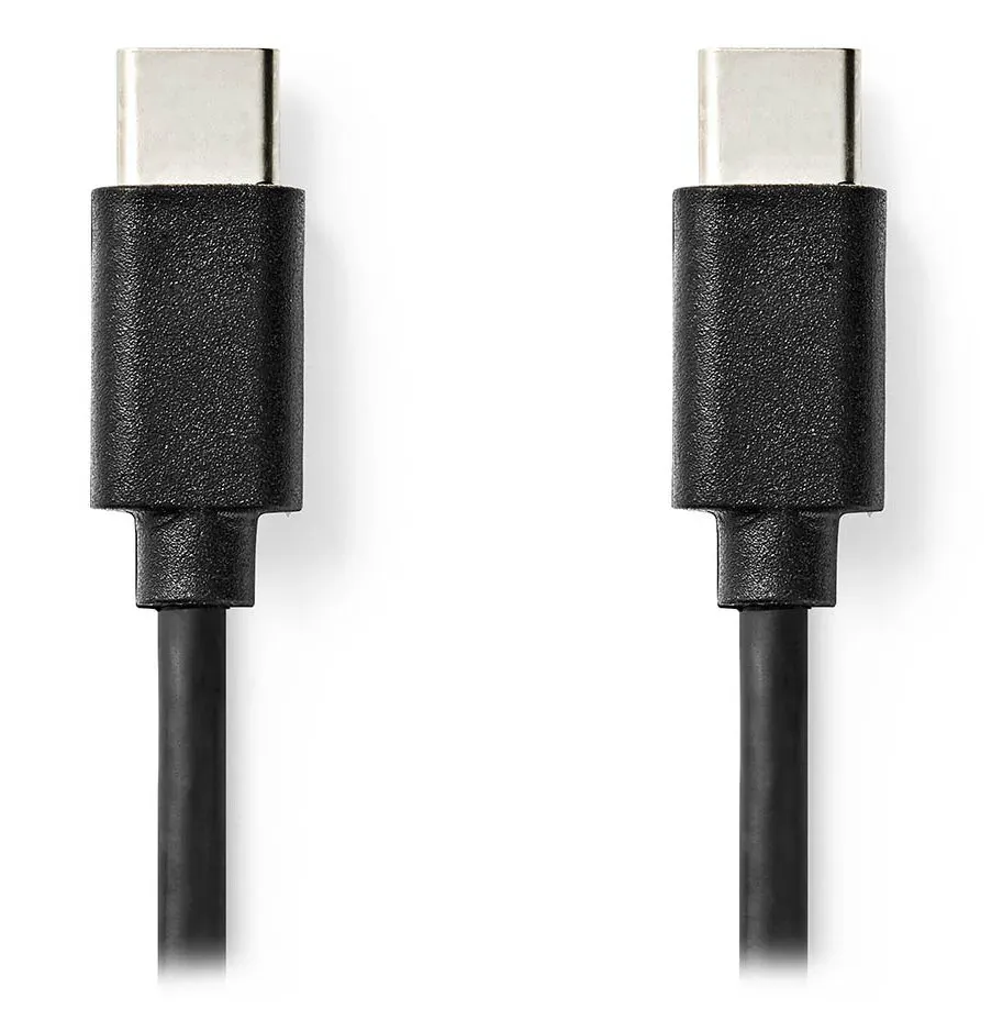 NEDIS kabel USB 2.0/ zástrčka USB-C - zástrčka USB-C/ 60 W/ 480 Mbps/ poniklovaný/ černý/ bulk/ 3m