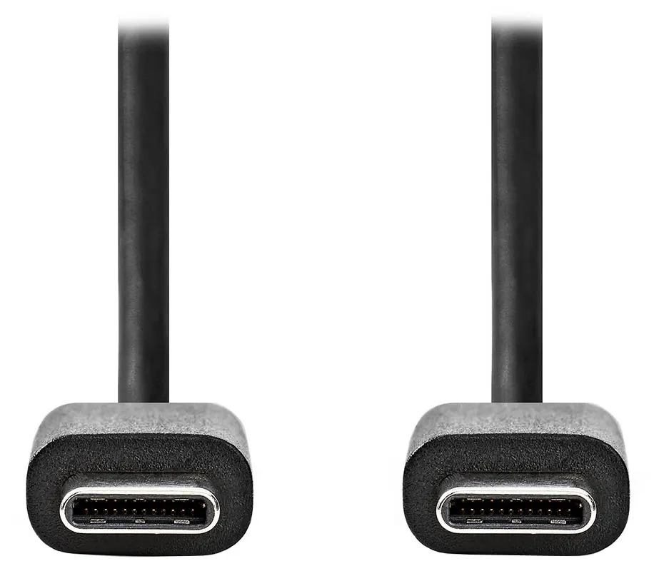 NEDIS kabel USB 2.0/ zástrčka USB-C - zástrčka USB-C/ 60 W/ 480 Mbps/ poniklovaný/ černý/ bulk/ 3m