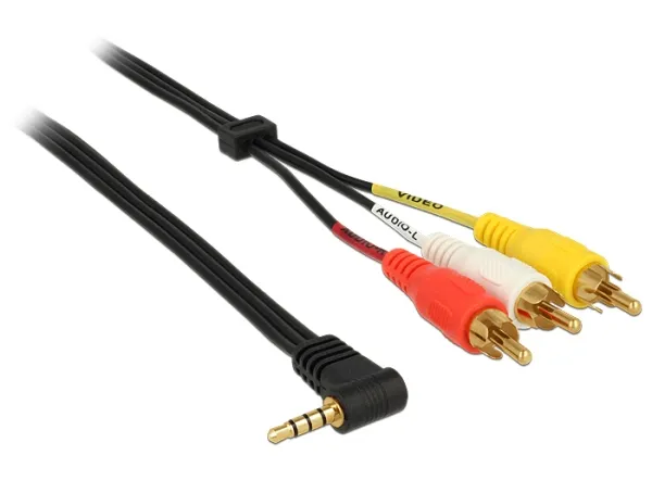 Delock Kabel Stereo jack 3.5 mm 4 pin samec pravoúhlý > 3 x RCA (cinch) samec 1.