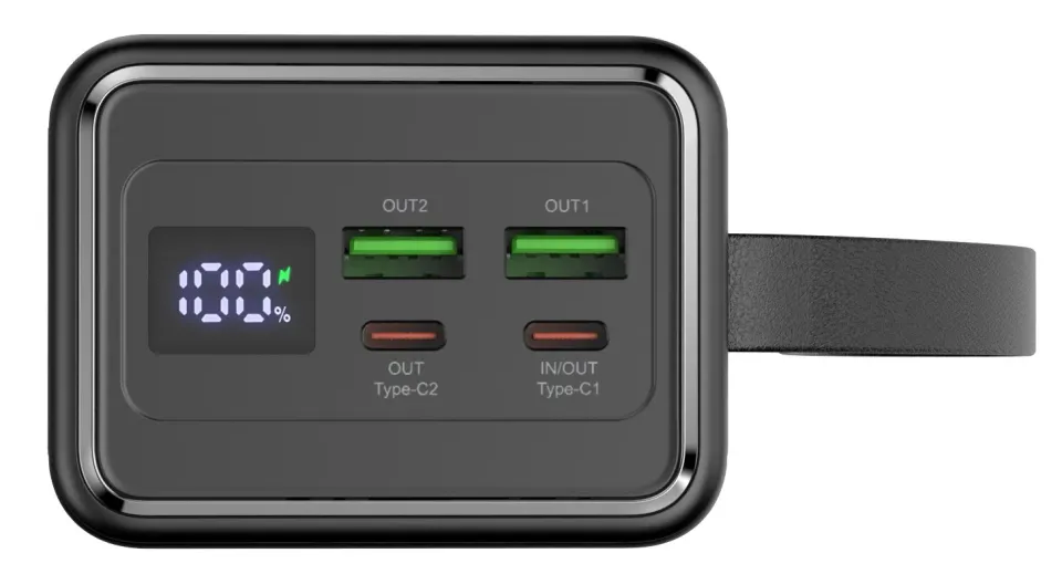 Platinet Powerbanka 40000 mAh 65W Power Delivery, 2xUSB-C, 2xUSB-A, kabel USB-C 1m, černá