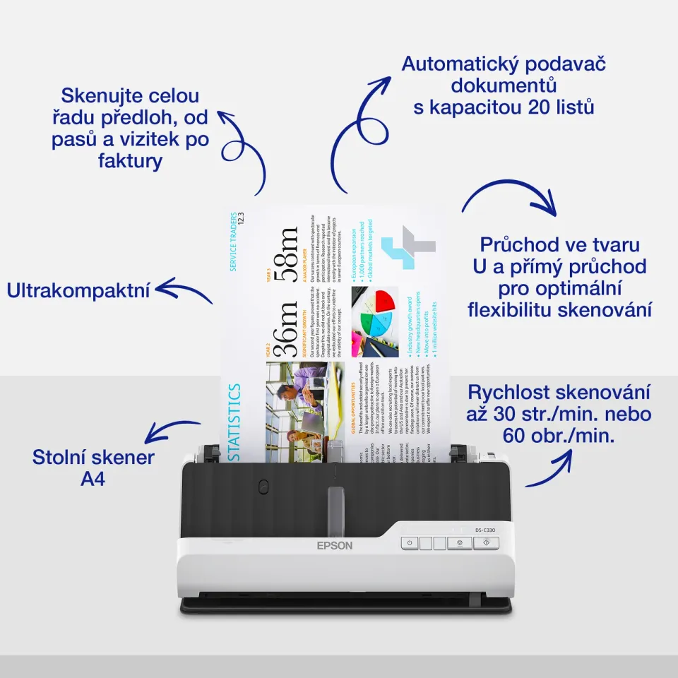 EPSON skener DS-C330 - A4/600x600dpi/USB/DADF