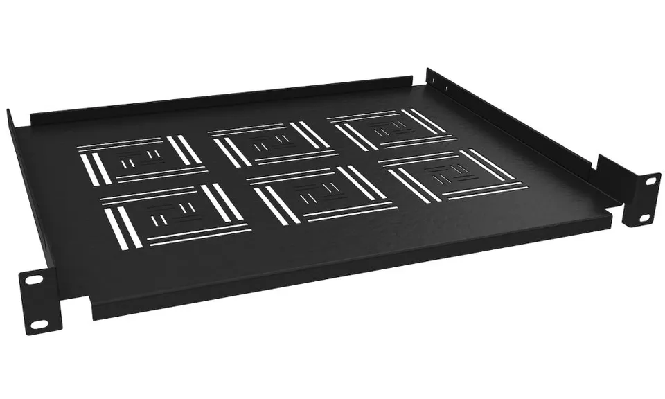 Solarix Police 19" 1U 350mm ukládací plato BK úchyt na přední lišty UP-03-B