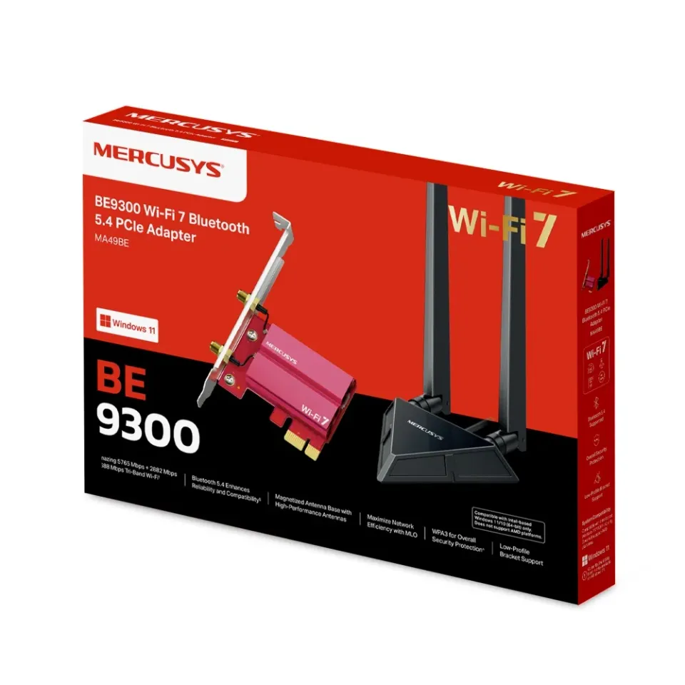 MERCUSYS MA49BE WiFi7 PCIe adapter (BE9300,2,4GHz/5GHz/6GHz,Bluetooth5.4)