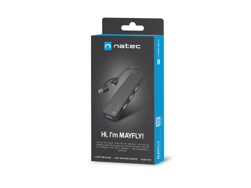 Rozbočovač Natec MAYFLY 4xUSB-A 3.0 HUB + USB-A adaptér