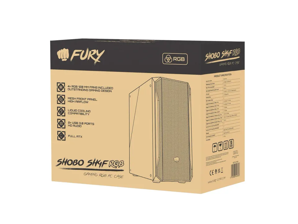 PC skříň Fury SHOBO/Midi Tower/Transpar./Černá