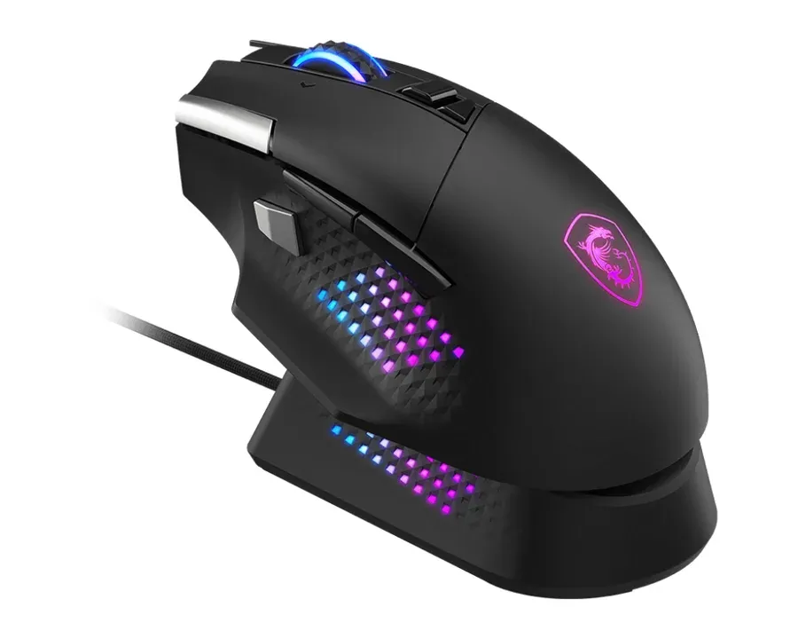 MSI herní myš VERSA PRO Wireless + Mouse Dock PRO/ bezdrátová/ 26.000 dpi/ 2,4GHz/ BT5.3/ USB/ RGB/ 15 tlačítek