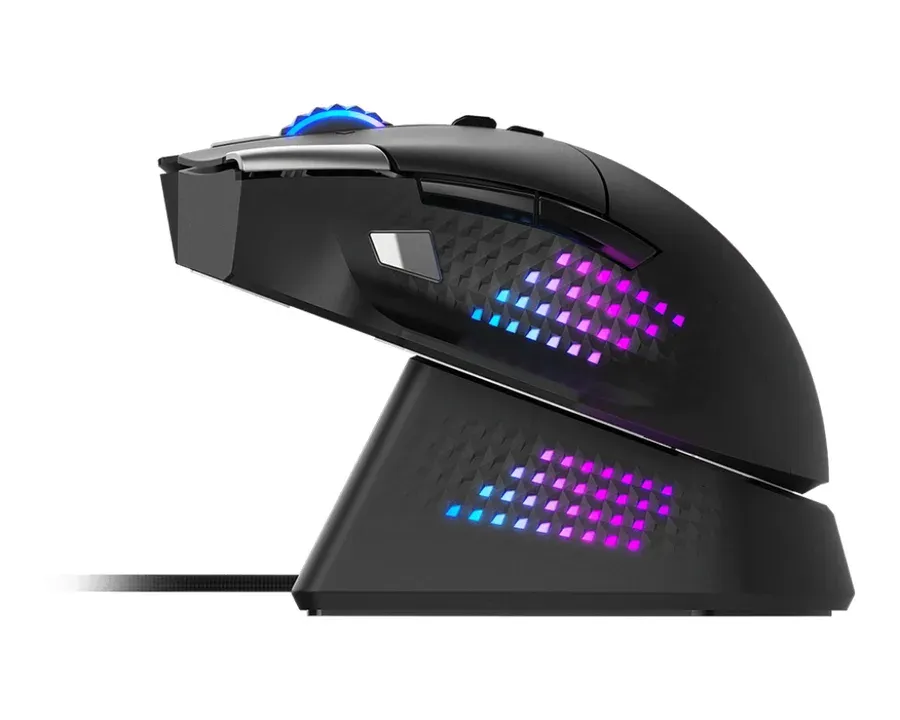 MSI herní myš VERSA PRO Wireless + Mouse Dock PRO/ bezdrátová/ 26.000 dpi/ 2,4GHz/ BT5.3/ USB/ RGB/ 15 tlačítek