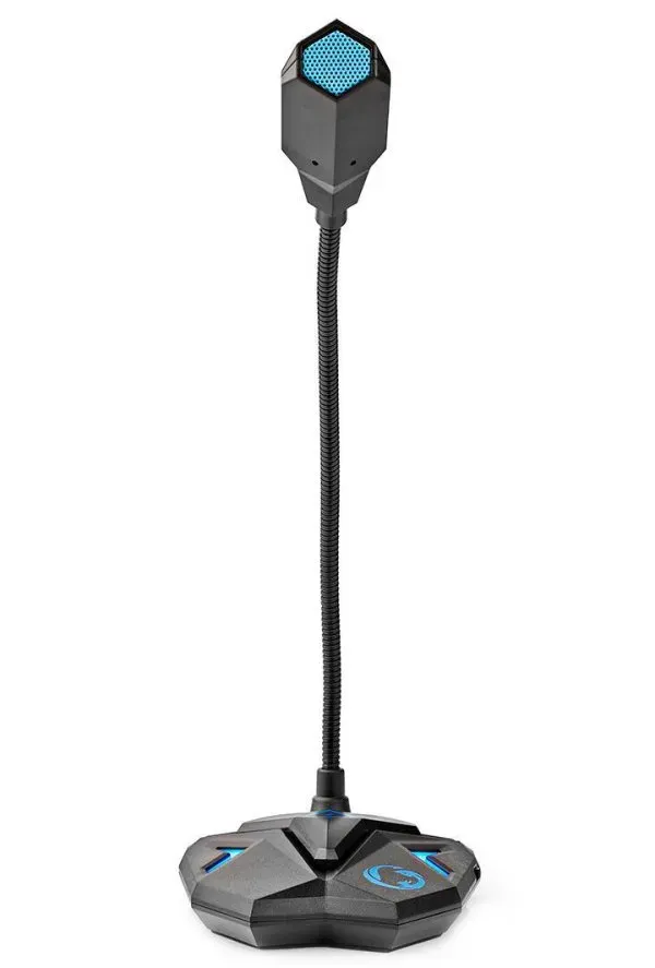 NEDIS stolní herní mikrofon/ ohebné rameno/ tlačítko ztlumení/ USB/ 3,5mm jack/ citlivost -30dB/ černo-modrý