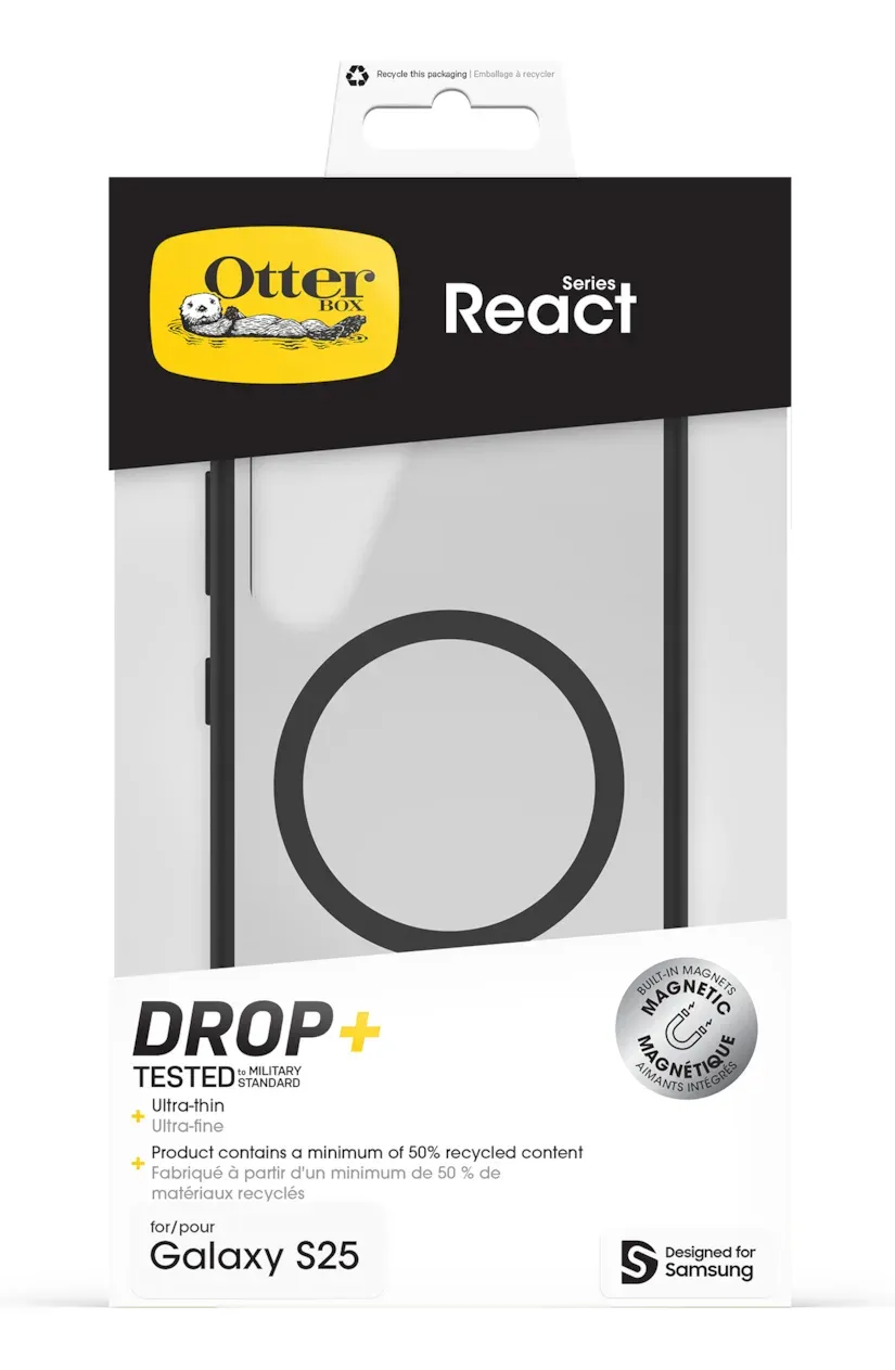 Samsung Ochranný kryt React s magnetickým úchytem pro Galaxy S25 Transparent