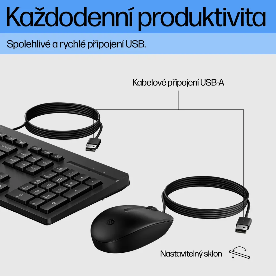 HP 225 Wired Mouse and Keyboard Combo G2- Česká-Slovenská