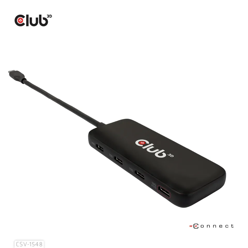 Club3D hub 1xUSB-C na 4xUSB-C, 10Gbps port, PD 3.0