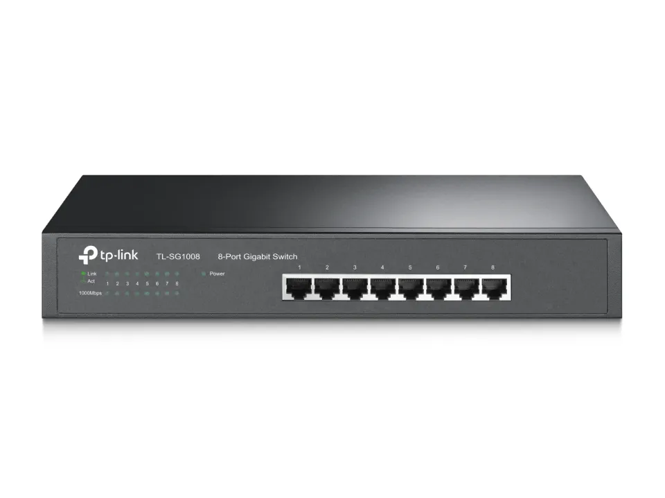 TP-LINK TL-SG1008 GBit switch, 8x 10/100/1000Mbps, 8port , 19" rackmount steel case
