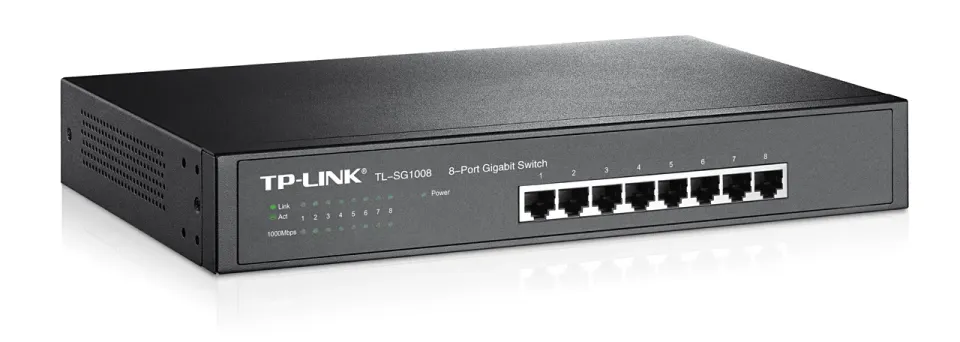 TP-LINK TL-SG1008 GBit switch, 8x 10/100/1000Mbps, 8port , 19" rackmount steel case