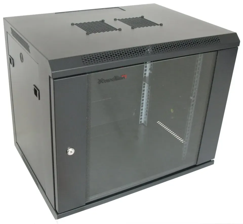 XtendLan 9U/600x450, na zeď, jednodílný, rozložený, skleněné dveře
