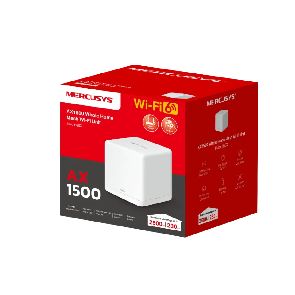 Mercusys Halo H60X(1-pack) - AX1500 Wi-Fi 6 mesh systém pro celou domácnost
