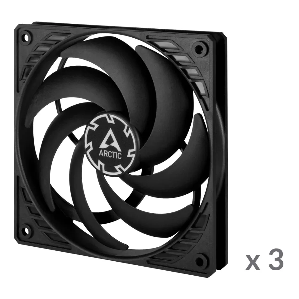 ARCTIC P12 Slim PWM PST, 120mm, 4pin, PWM, 3 kusy, černá