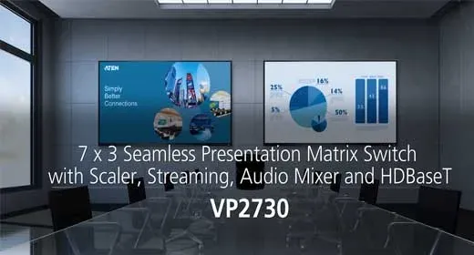 ATEN VP2730 7 x 3 Seamless Presentation Matrix Switch with Scaler, Streaming, Au