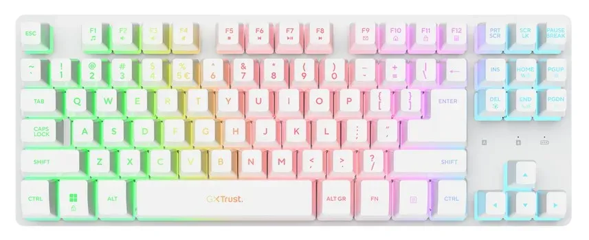 Trust GXT831 Thado TKL/Bezdrátové USB/US/Bílá