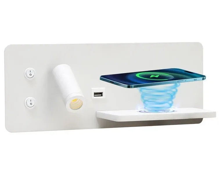 IMMAX LED Be PREPARE 4v1, bodové svítidlo s Qi nabíjením, USB, bílé, varianta pravá