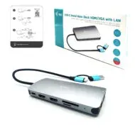 I-tec USB 3.0 USB-C/Thunderbolt 3x Display Metal Nano Dock with LAN + Power Deli