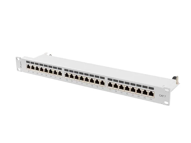 PATCH PANEL 24 PORTŮ 1U 19" CAT.7 FTP STÍNĚNÝ ŠEDÝ LANBERG
