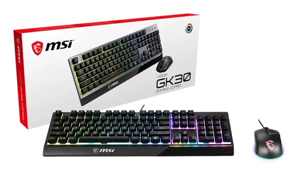 MSI herní set klávesnice s myší VIGOR GK30 COMBO/ drátový/ RGB podsvícení/ USB/ CZ+SK layout