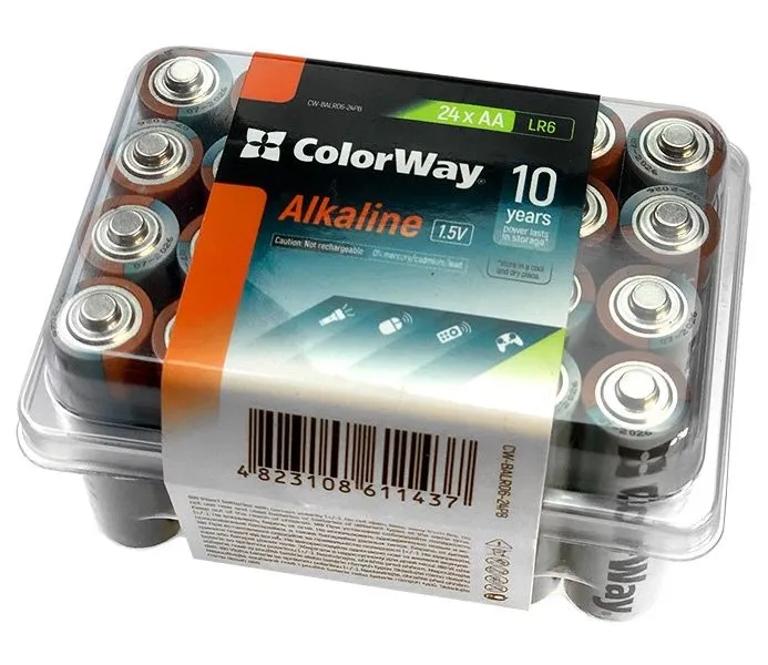 Colorway alkalická baterie AA/ 1.5V/ 24ks v balení/ Plastový box