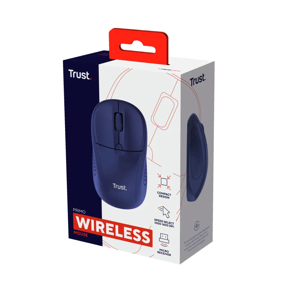 TRUST Myš PRIMO WIRELESS MOUSE MATT BLUE, USB, bezdrátová