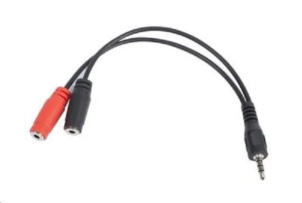 GEMBIRD Kabel CABLEXPERT rozdvojka jack 3,5mm (4 pólový) na 2x3,5mm M/F, 20cm, č