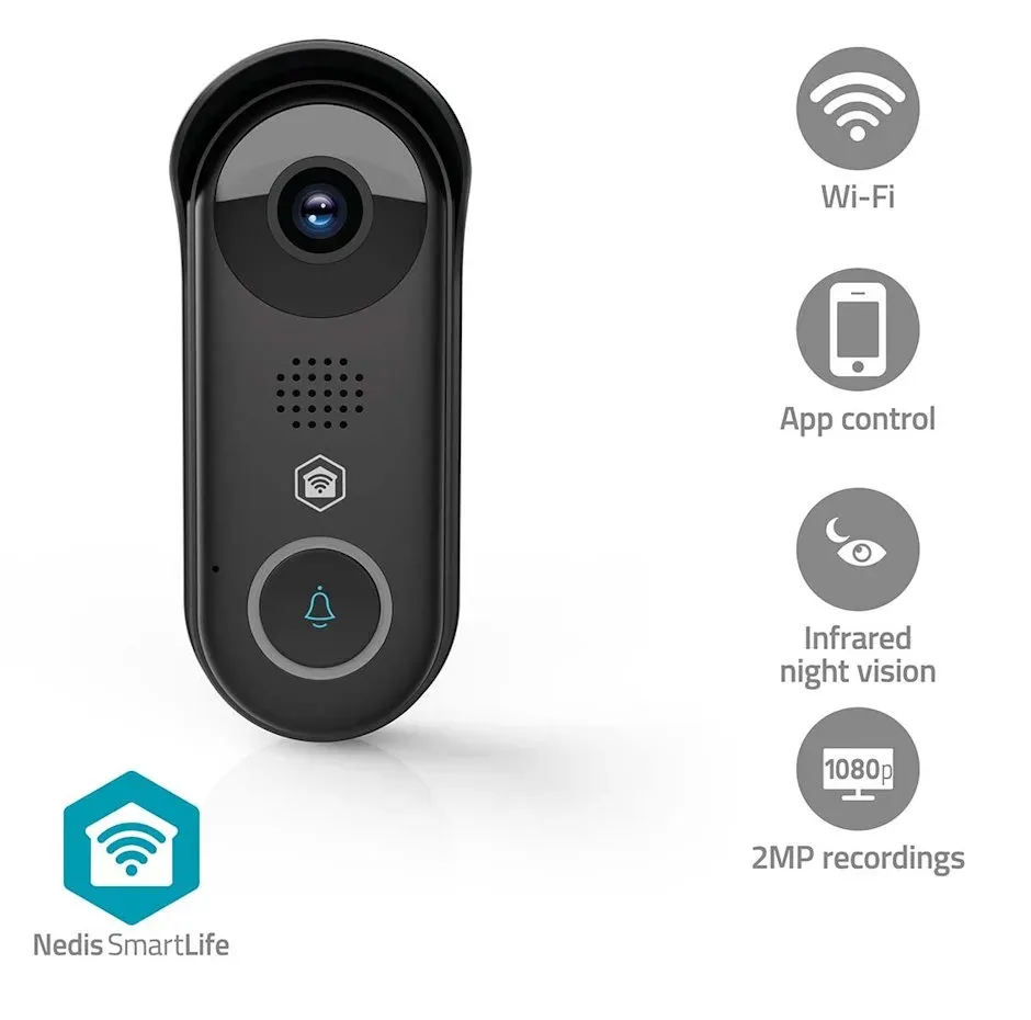 Nedis WIFICDP11BK SmartLife Dveřní Video Telefon | Wi-Fi | Transformátor | Full