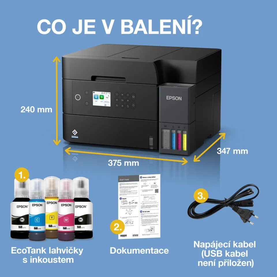EPSON tiskárna ink EcoTank L6370, 3v1, A4, 1200x4800dpi, 35ppm, Wi-Fi, Záruka 5 let po registraci zdarma