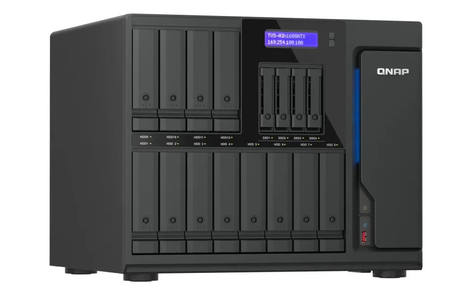QNAP TVS-AIh1688ATX-U9-32G (Ultra 9, ZFS, 32GB DDR5 ECC RAM, 12x 3,5"+ 4x 2,5", 2x 2,5GbE, 2x 10GbE)