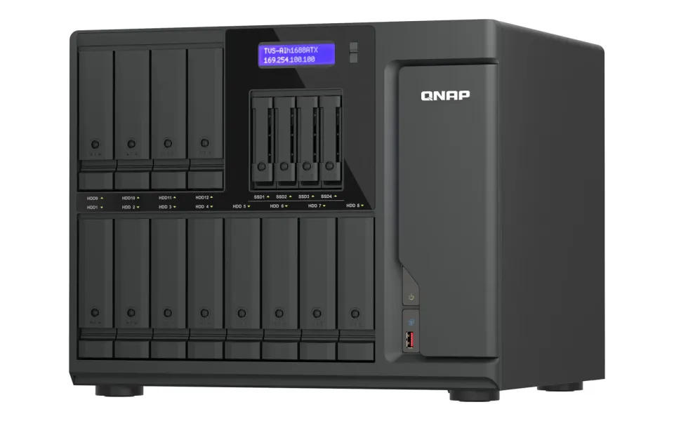 QNAP TVS-AIh1688ATX-U9-32G (Ultra 9, ZFS, 32GB DDR5 ECC RAM, 12x 3,5"+ 4x 2,5", 2x 2,5GbE, 2x 10GbE)