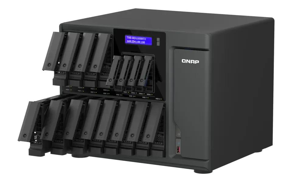 QNAP TVS-AIh1688ATX-U9-32G (Ultra 9, ZFS, 32GB DDR5 ECC RAM, 12x 3,5"+ 4x 2,5", 2x 2,5GbE, 2x 10GbE)