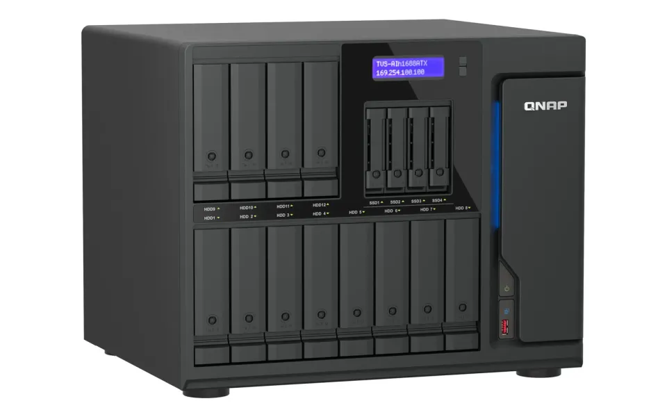 QNAP TVS-AIh1688ATX-U9-32G (Ultra 9, ZFS, 32GB DDR5 ECC RAM, 12x 3,5"+ 4x 2,5", 2x 2,5GbE, 2x 10GbE)