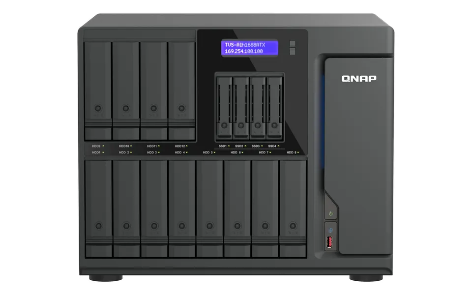 QNAP TVS-AIh1688ATX-U9-32G (Ultra 9, ZFS, 32GB DDR5 ECC RAM, 12x 3,5"+ 4x 2,5", 2x 2,5GbE, 2x 10GbE)