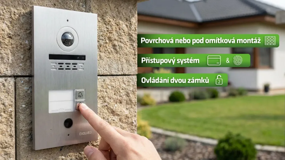 EVOLVEO DoorPhone ID-2, 2drátový videotelefon pro dva byty s RFID, otiskem prstu
