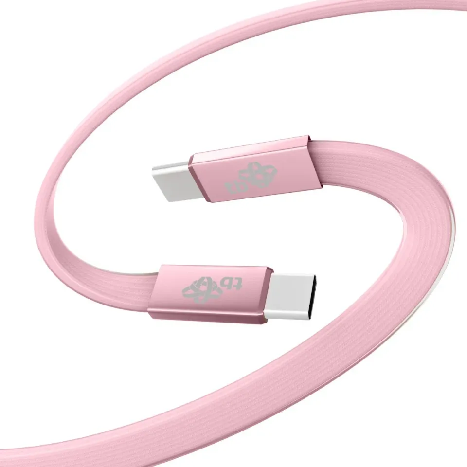 TB plochý kabel USB-C na USB-C, 1m, růžový