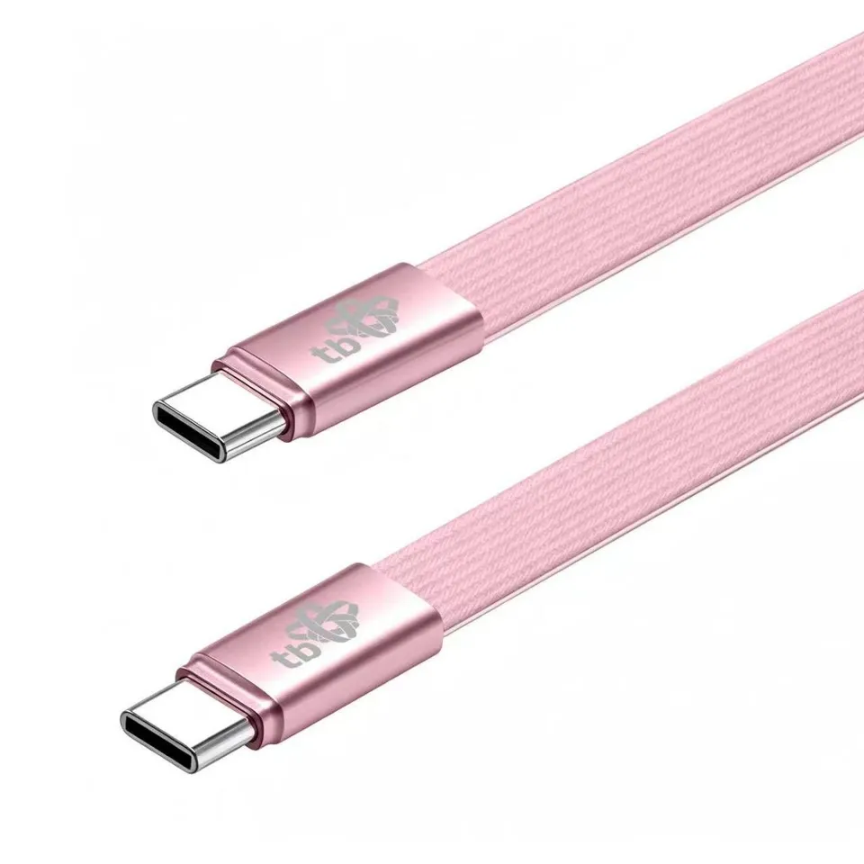 TB plochý kabel USB-C na USB-C, 1m, růžový