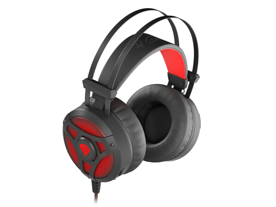 Herní sluchátka s mikrofonem Genesis Neon 360, Stereo, Vibrace, červené podsvícení