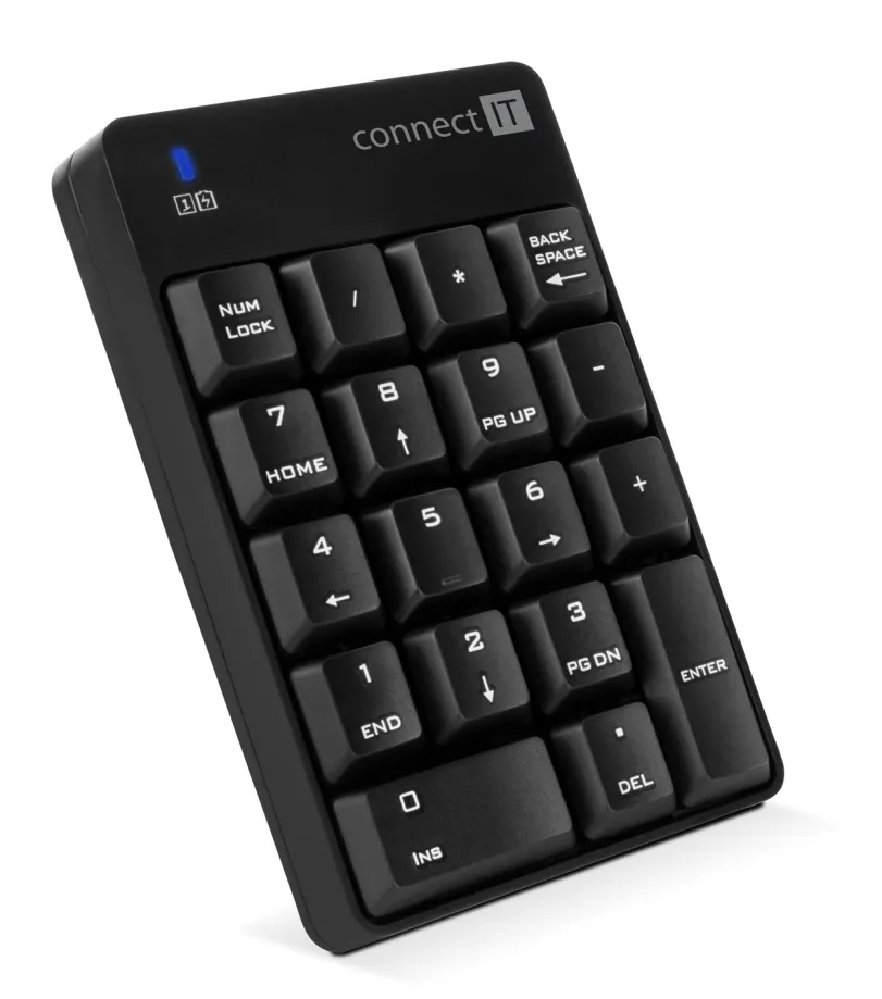 CONNECT IT NumCALC bezdrátová numerická klávesnice, (+ 1x AAA baterie zdarma), Č (CKB-0061-BK)