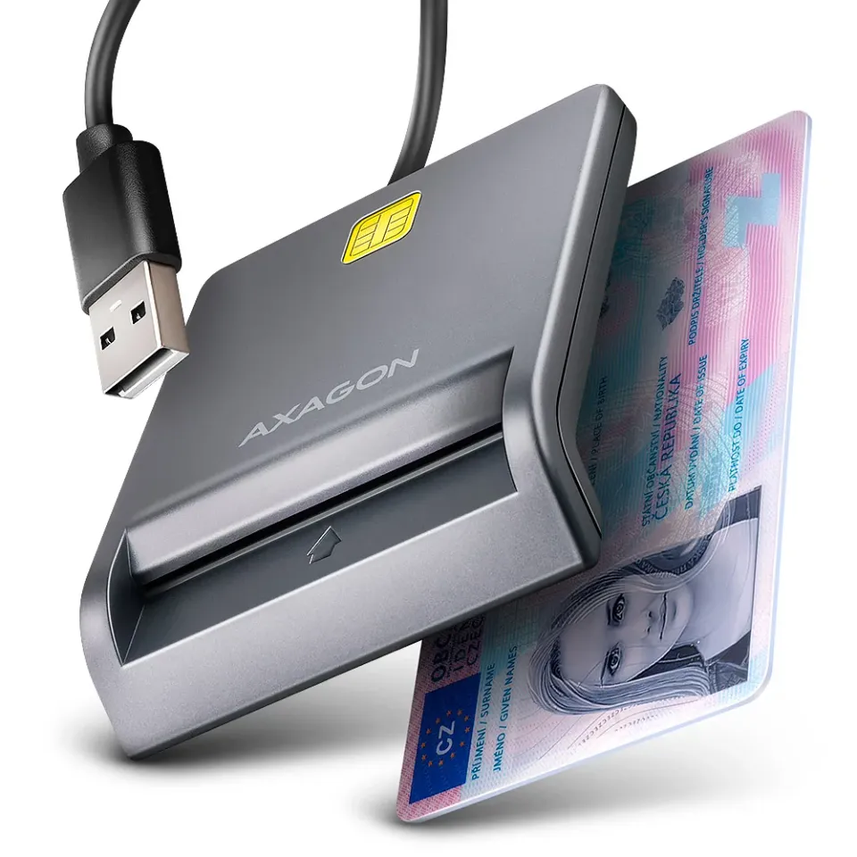 AXAGON CRE-SM3T, USB-A FlatReader čtečka kontaktních karet Smart card (eObčanka)