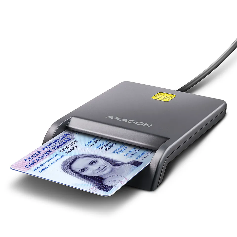 AXAGON CRE-SM3T, USB-A FlatReader čtečka kontaktních karet Smart card (eObčanka)