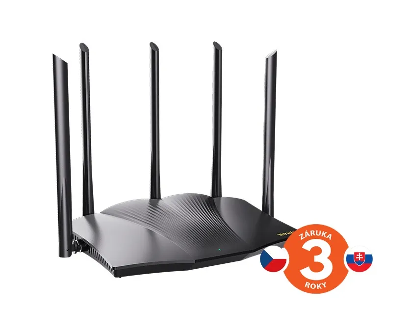 Tenda TX12 Pro AX3000 WiFi 6 Router, 1x GWAN, 3x GLAN, IPv6, 5x 6dBi, WPA3, Mesh, CZ app