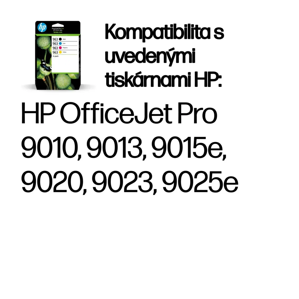 HP 6ZC70AE náplně č.963 CMYK (4pack = černá + CMY) (pro OfficeJet Pro 9010, 9013, 9020, 9023)