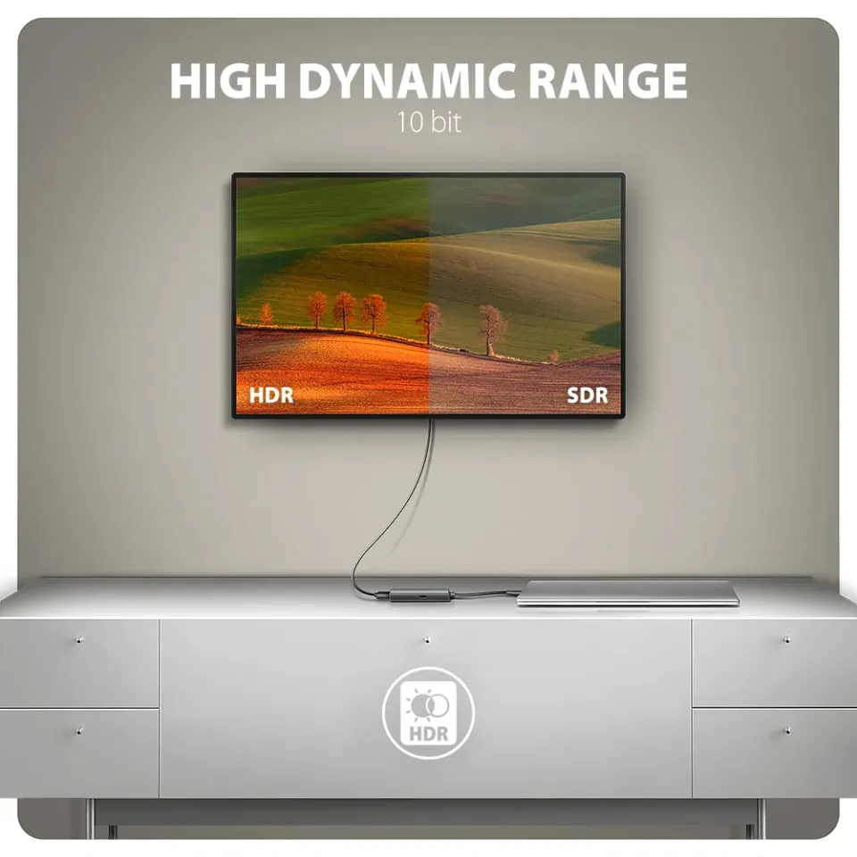 AXAGON RVC-HI8KPD, USB-C -> HDMI 2.1 redukce / adaptér, 8K/60Hz, 4K/144Hz, HDR10