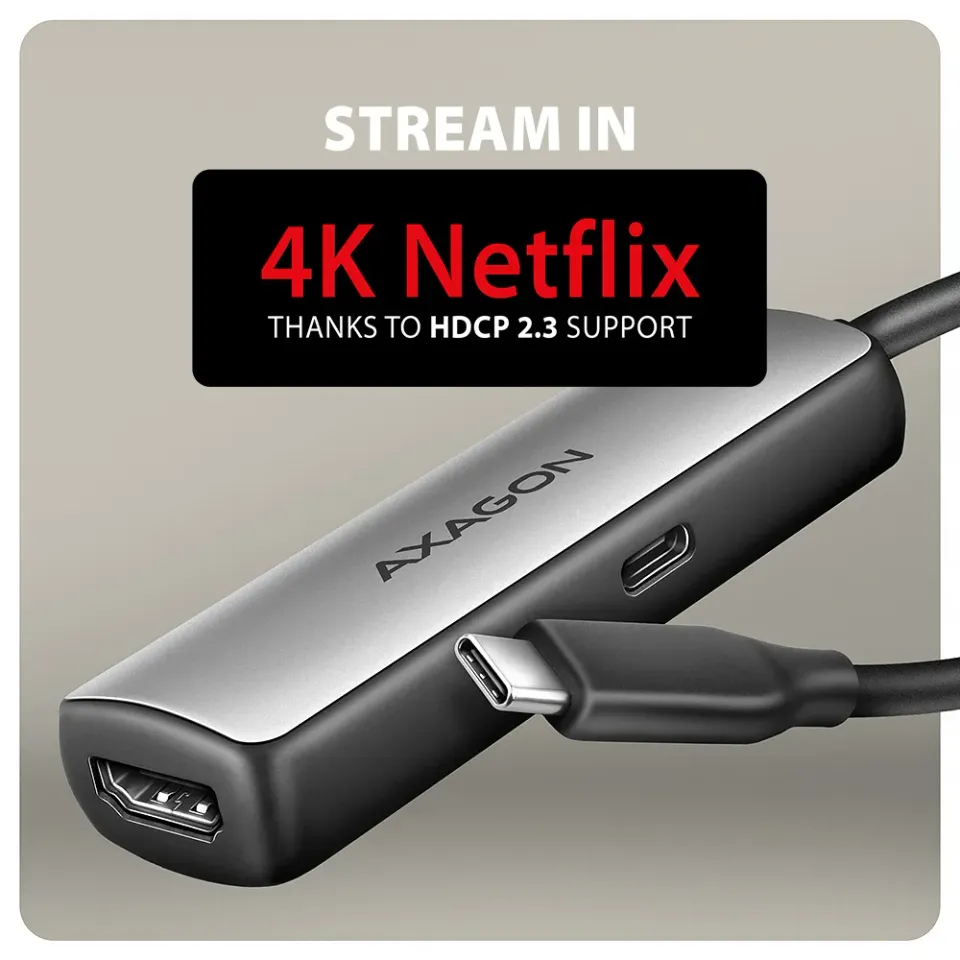 AXAGON RVC-HI8KPD, USB-C -> HDMI 2.1 redukce / adaptér, 8K/60Hz, 4K/144Hz, HDR10