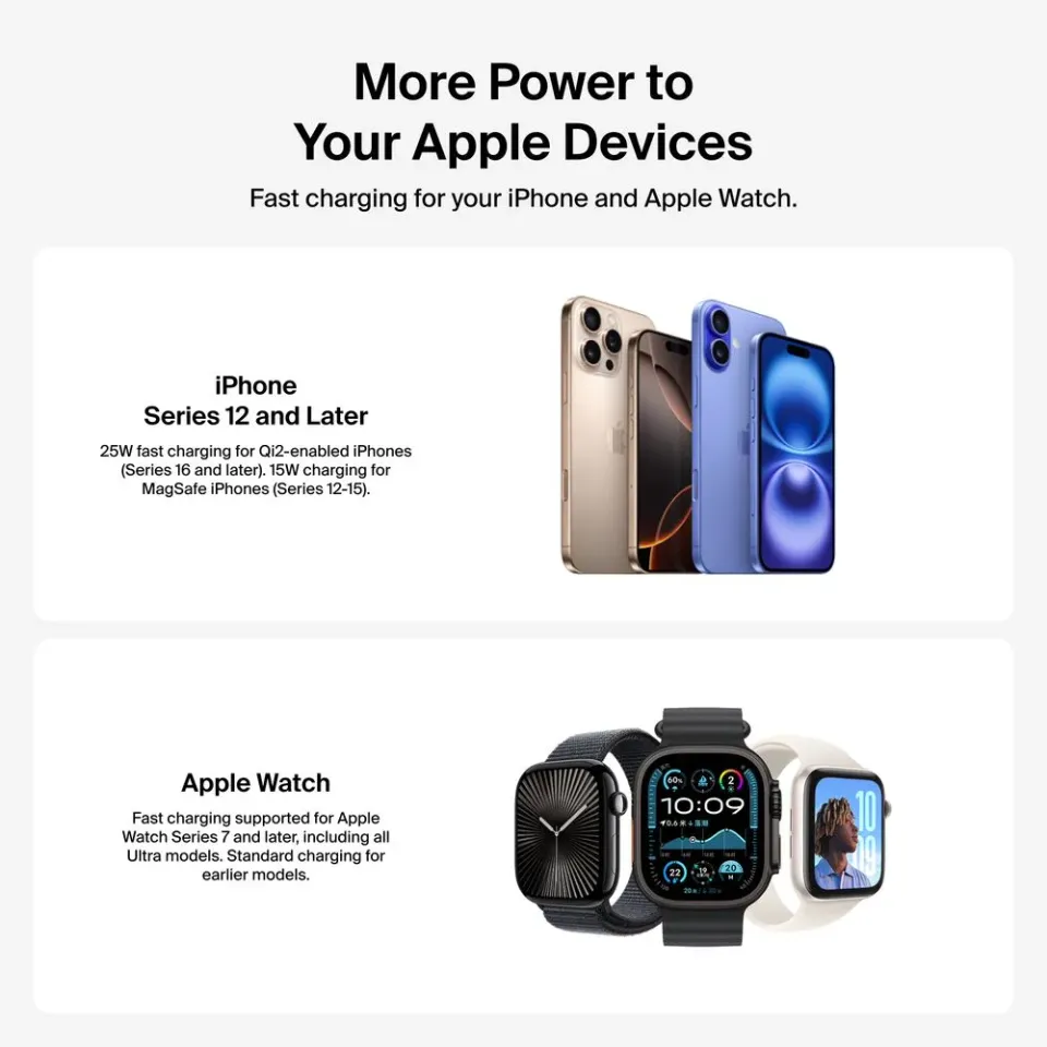 Belkin UltraCharge PRO Qi2 25W 2v1 Magnetická nabíječka pro iPhone/Apple Watch/A