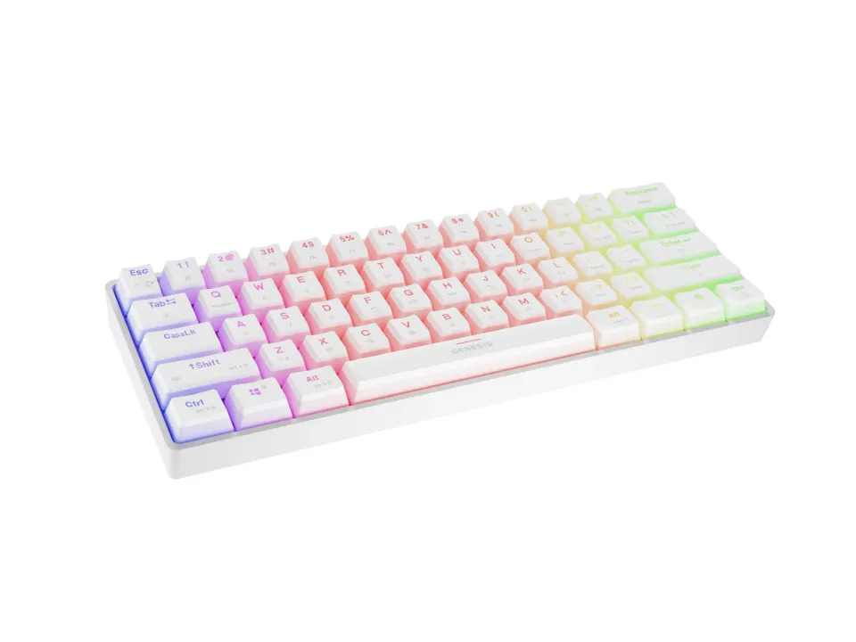Genesis herní klávesnice THOR 660 G2/Gateron Red/USB+BT/US layout/Bílá